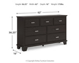 Covetown King Panel Bed with Dresser and 2 Nightstands in Dark Brown from Ashley - Luna Furniture