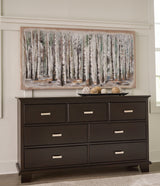 Covetown King Panel Bed with Dresser and 2 Nightstands in Dark Brown from Ashley - Luna Furniture