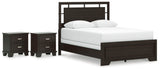 Covetown Queen Panel Bed with 2 Nightstands in Dark Brown from Ashley - Luna Furniture