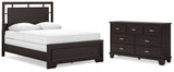 Covetown Queen Panel Bed with Dresser in Dark Brown from Ashley Furniture - Luna Furniture