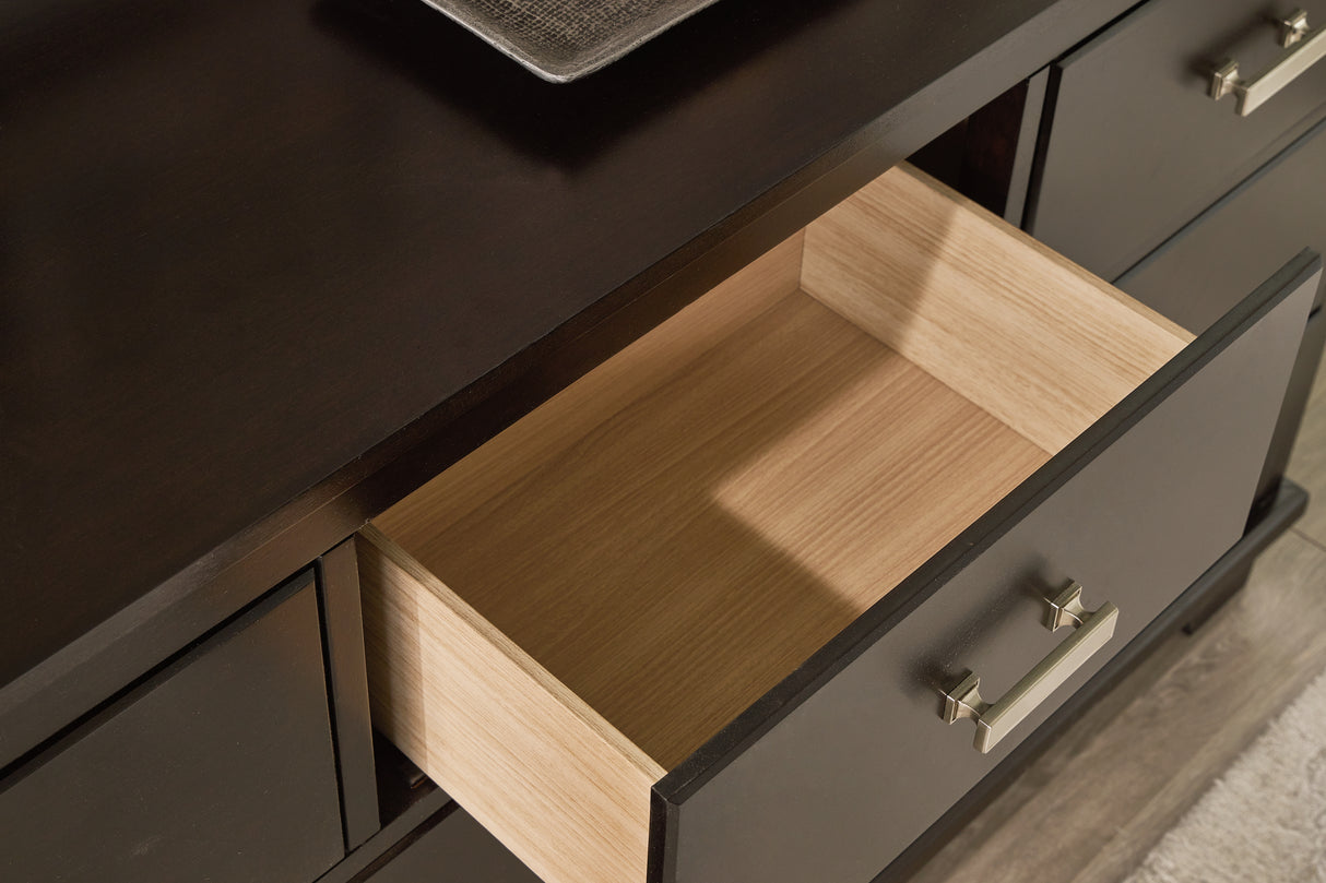 Covetown Queen Panel Bed with Dresser in Dark Brown from Ashley Furniture - Luna Furniture