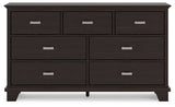 Covetown Twin Panel Bed with Dresser in Dark Brown from Ashley Furniture - Luna Furniture
