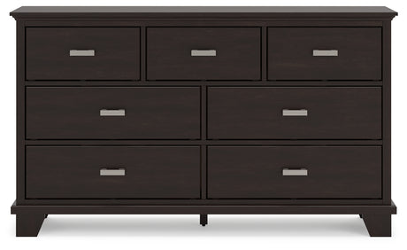 Covetown Twin Panel Bed with Dresser in Dark Brown from Ashley - Luna Furniture