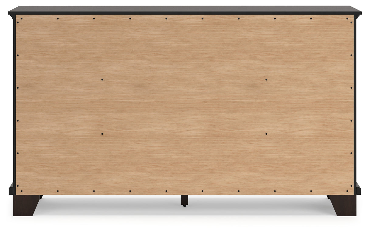 Covetown Twin Panel Bed with Dresser in Dark Brown from Ashley Furniture - Luna Furniture