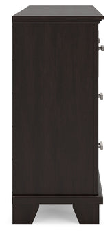 Covetown Twin Panel Bed with Dresser in Dark Brown from Ashley Furniture - Luna Furniture