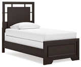 Covetown Twin Panel Bed with Dresser in Dark Brown from Ashley Furniture - Luna Furniture