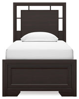 Covetown Twin Panel Bed with Dresser in Dark Brown from Ashley Furniture - Luna Furniture