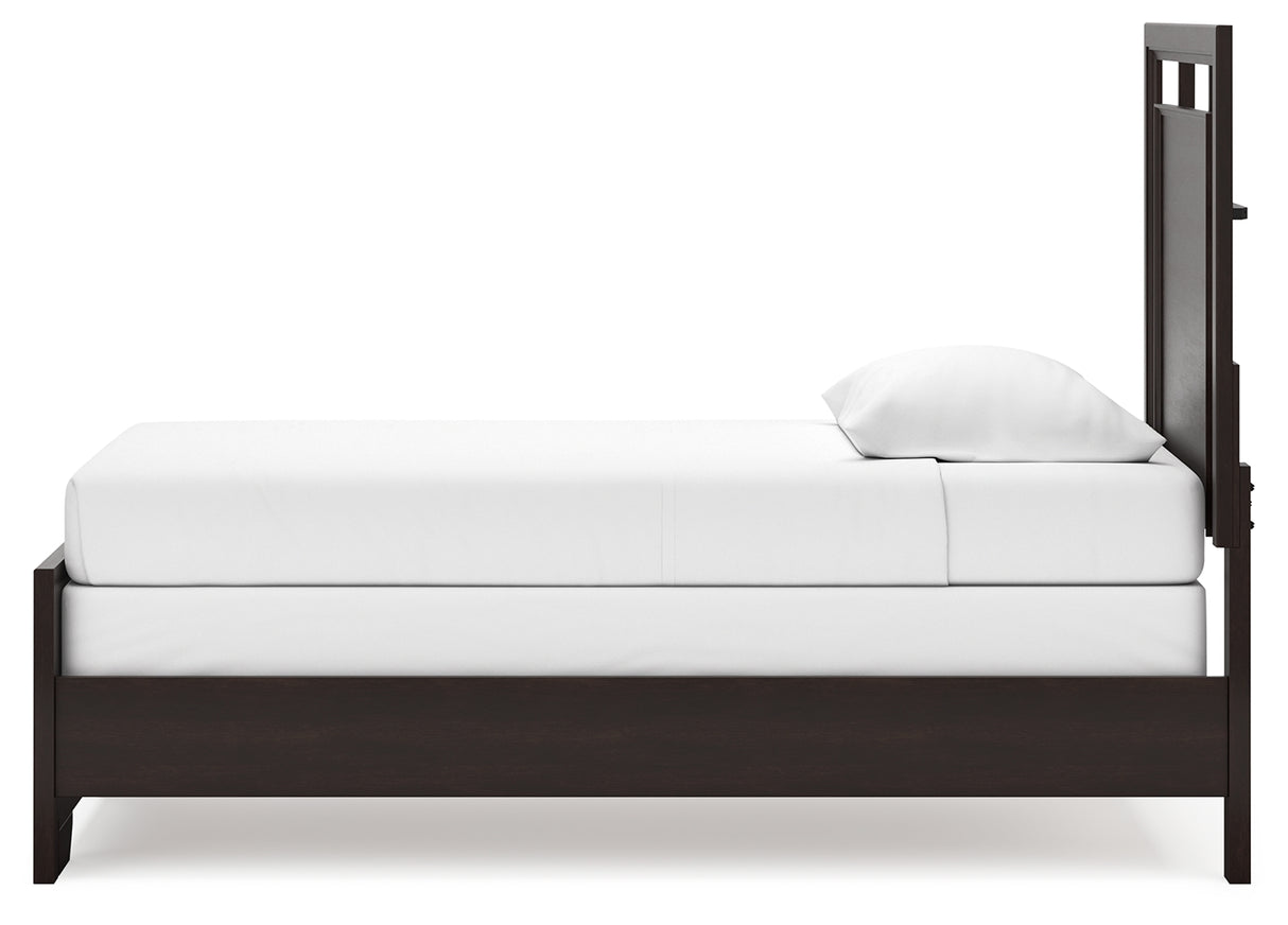 Covetown Twin Panel Bed with Dresser in Dark Brown from Ashley Furniture - Luna Furniture