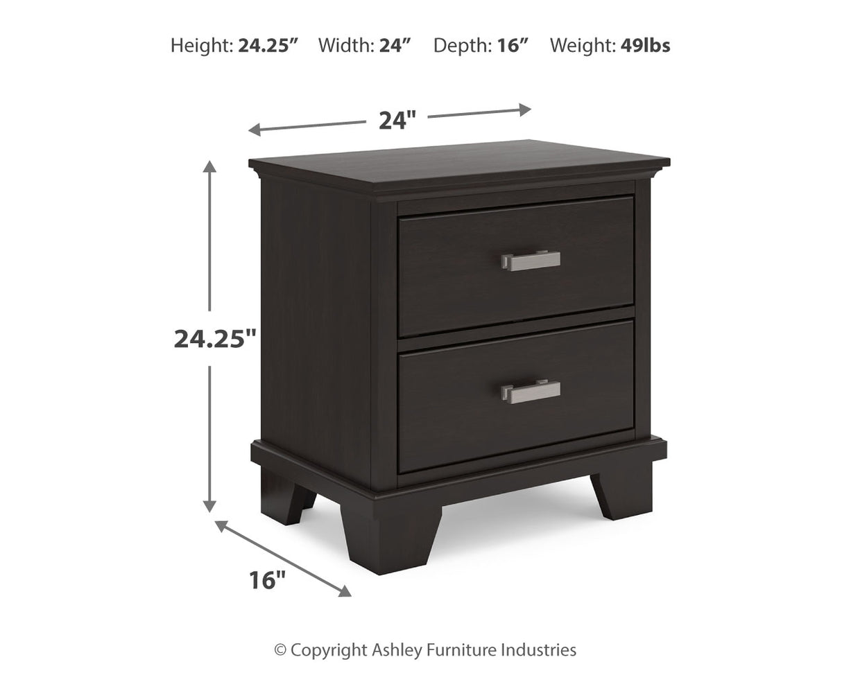Covetown Twin Panel Bed with Nightstand in Dark Brown from Ashley Furniture - Luna Furniture
