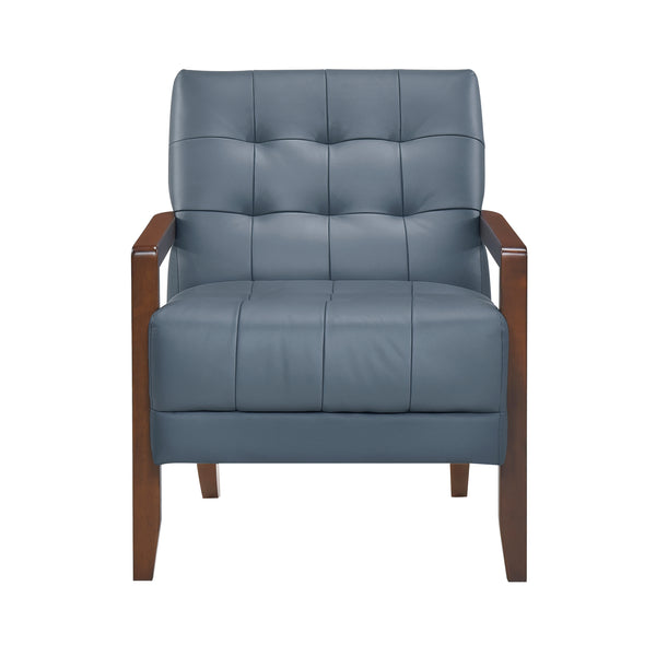 Crafton Blue Leather Accent Chair