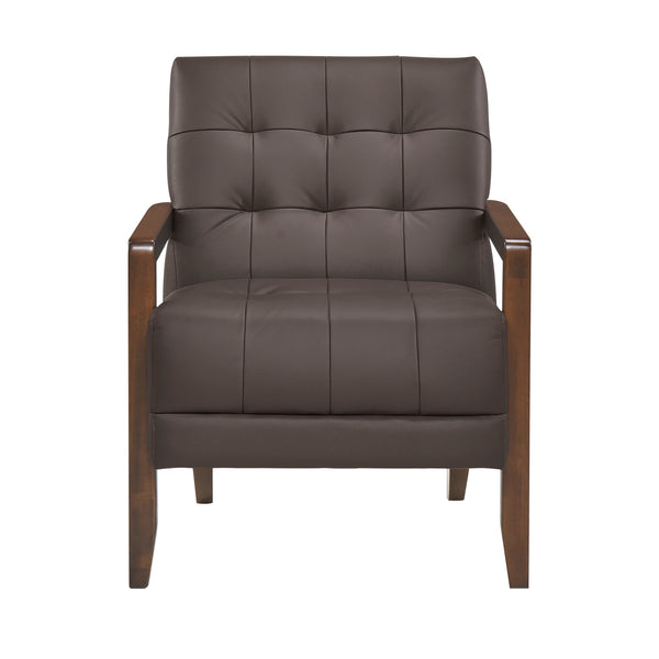 Crafton Dark Brown Leather Accent Chair