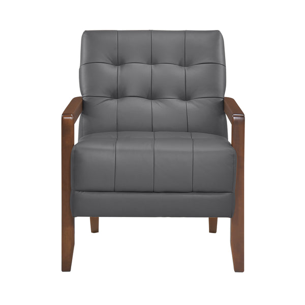 Crafton Dark Gray Leather Accent Chair