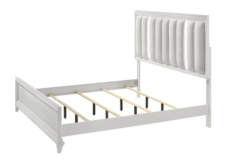 Cressida White King Upholstered LED Panel Bed from Crown Mark - Luna Furniture