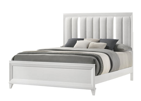 Cressida White Upholstered LED Panel Bedroom Set from Crown Mark - Luna Furniture