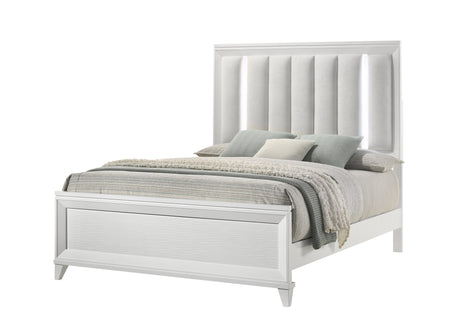 Cressida White Upholstered LED Panel Bedroom Set from Crown Mark - Luna Furniture