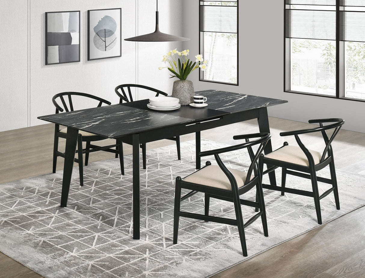 Crestmont Black 5-Piece Dining Set with Extension Leaf from Coaster - Luna Furniture