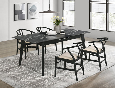 Crestmont Black 5-Piece Dining Set with Extension Leaf from Coaster - Luna Furniture