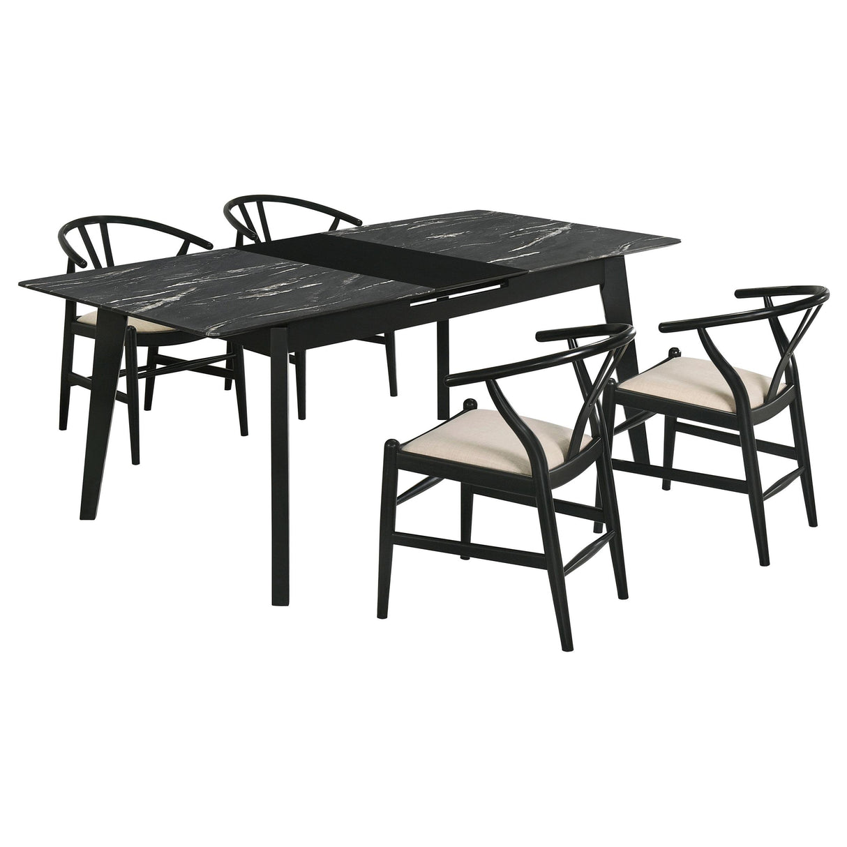Crestmont Black 5-Piece Dining Set with Extension Leaf from Coaster - Luna Furniture