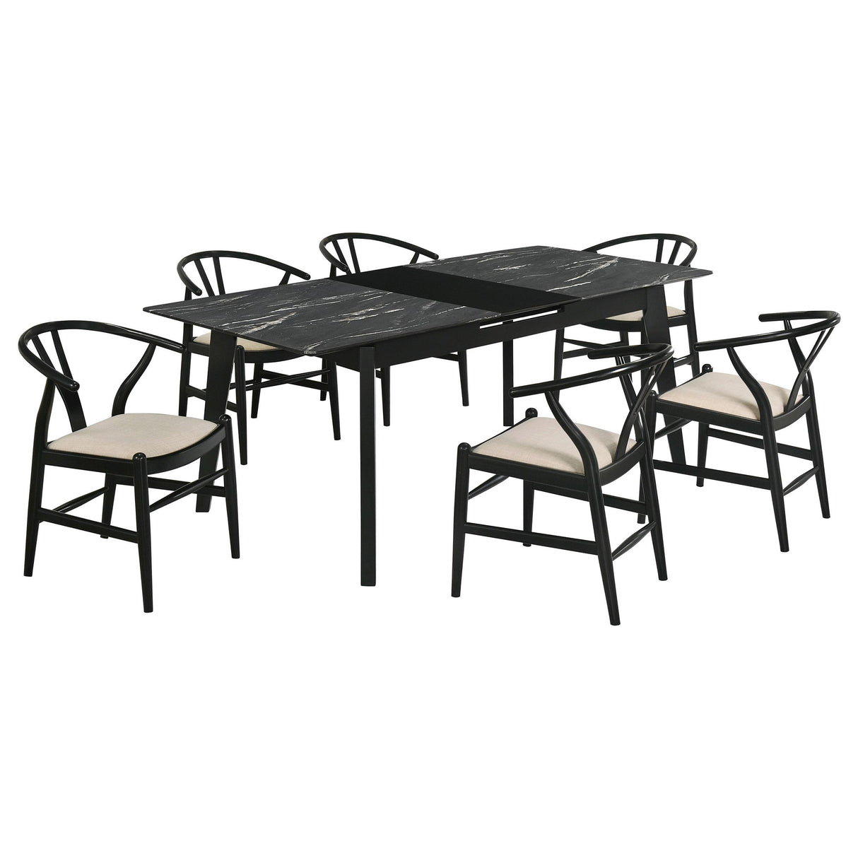 Crestmont Black 7-Piece Dining Set with Extension Leaf from Coaster - Luna Furniture