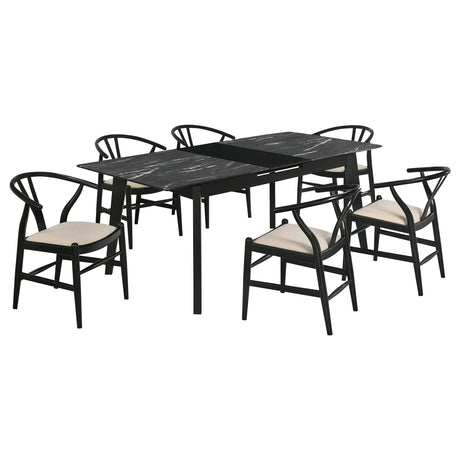 Crestmont Black 7-Piece Dining Set with Extension Leaf from Coaster - Luna Furniture