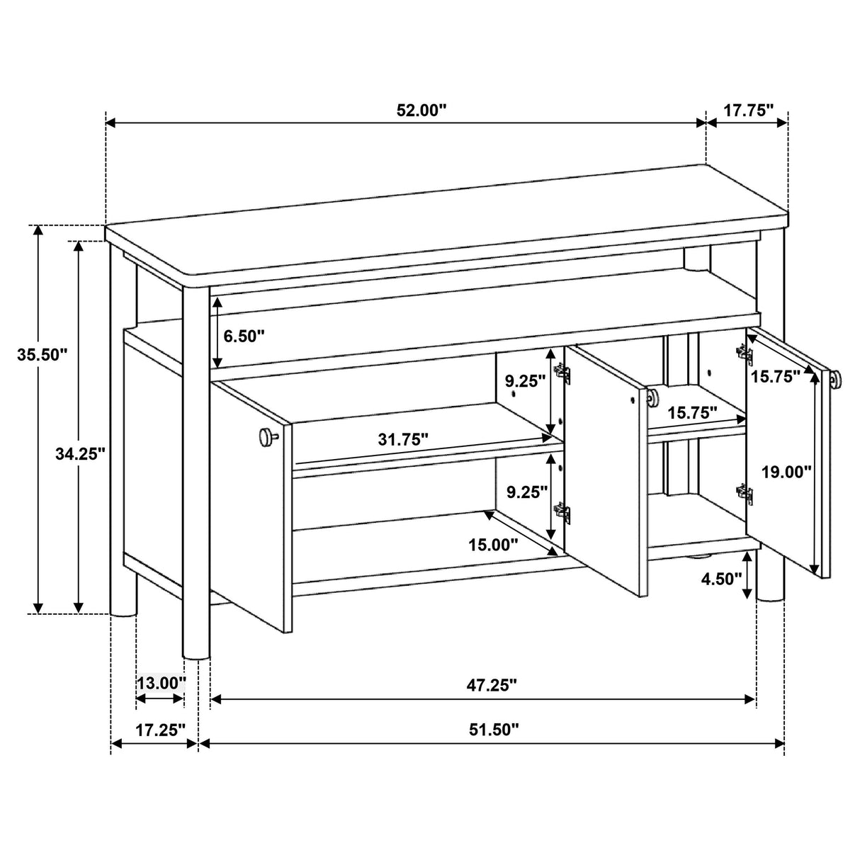 Crestmore Walnut Dining Cabinet Sideboard Buffet from Coaster - Luna Furniture