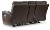 Crossplex Smoke Power Reclining Loveseat with Console from Ashley Furniture - Luna Furniture