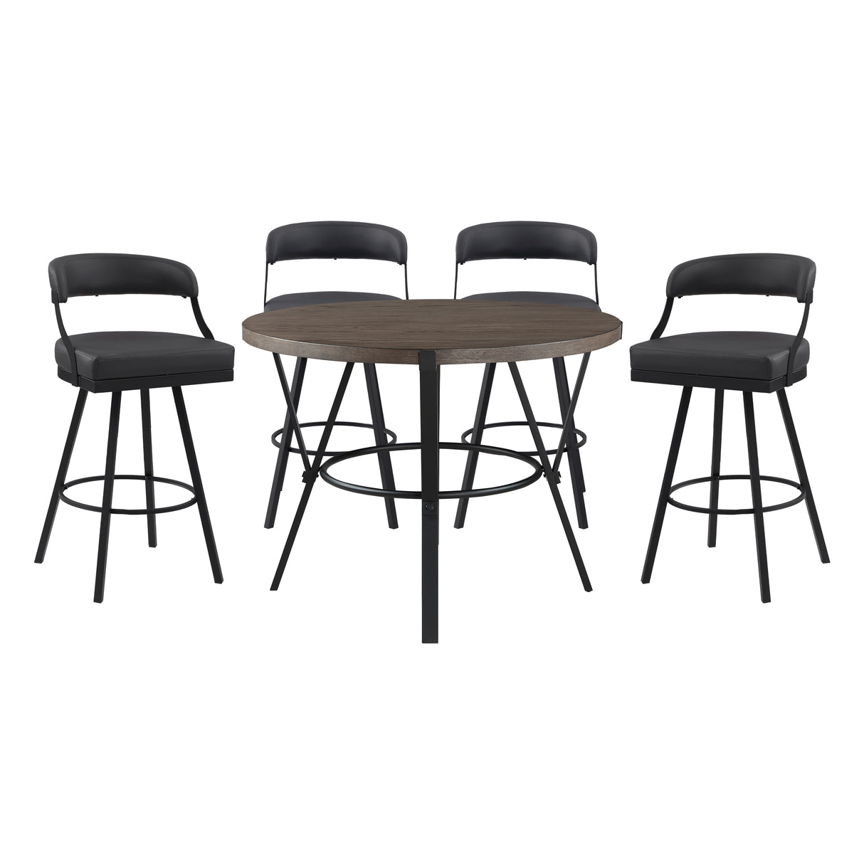 Crowley Brown/Black 5-Piece Round Counter Height Set from Homelegance - Luna Furniture