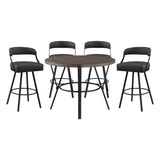 Crowley Brown/Black 5-Piece Round Counter Height Set from Homelegance - Luna Furniture