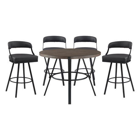 Crowley Brown/Black 5-Piece Round Counter Height Set from Homelegance - Luna Furniture