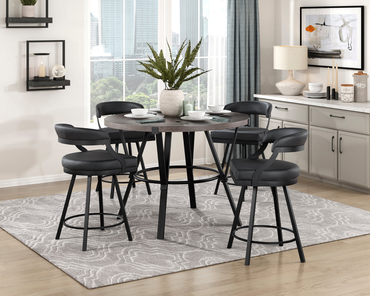 Crowley Brown/Black 5-Piece Round Counter Height Set from Homelegance - Luna Furniture