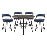 Crowley Brown/Blue 5-Piece Round Counter Height Set from Homelegance - Luna Furniture
