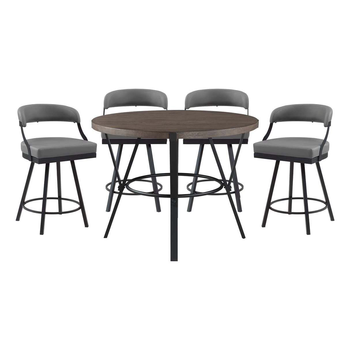 Crowley Brown/Gray 5-Piece Round Counter Height Set from Homelegance - Luna Furniture
