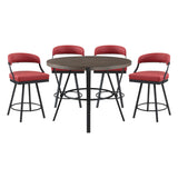 Crowley Brown/Red 5-Piece Round Counter Height Set from Homelegance - Luna Furniture