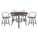 Crowley Brown/White 5-Piece Round Counter Height Set from Homelegance - Luna Furniture