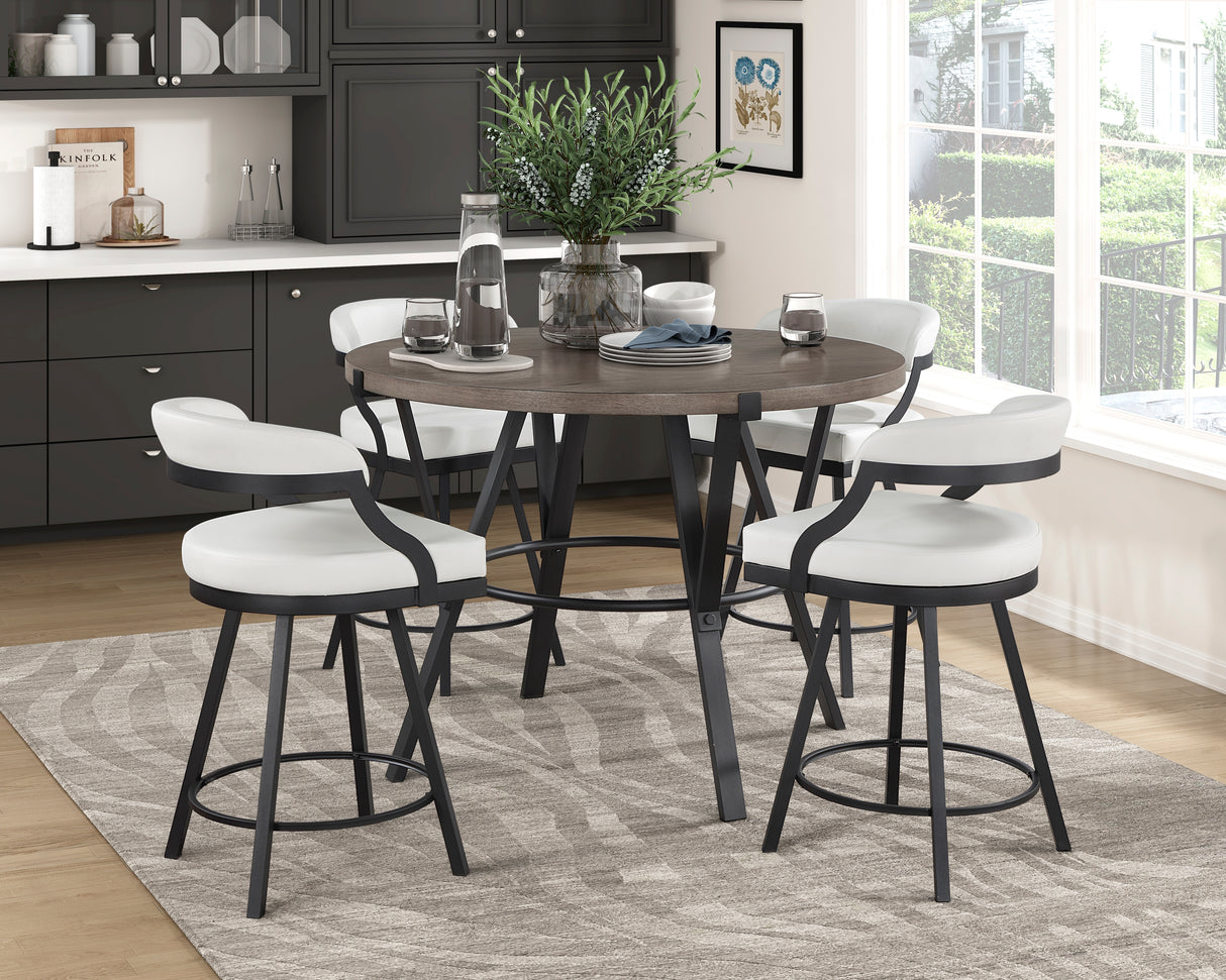 Crowley Brown/White 5-Piece Round Counter Height Set from Homelegance - Luna Furniture