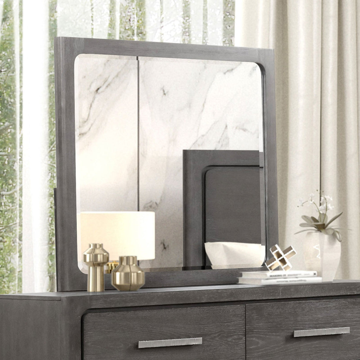 Crowthorne Warm Gray Mirror (Mirror Only) from Furniture of America - Luna Furniture