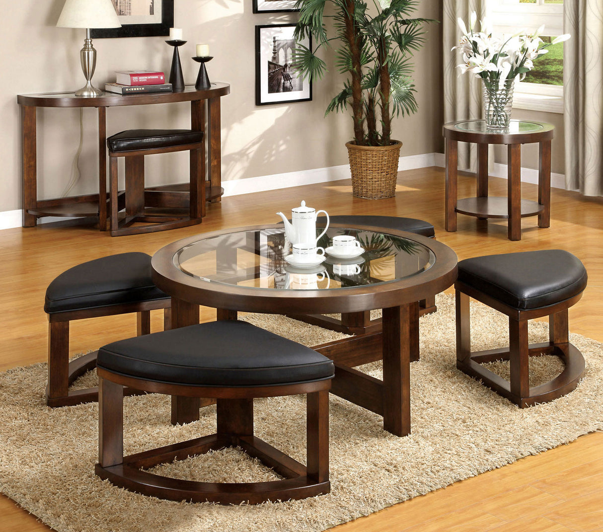 Crystal Cove Dark Walnut Coffee Table from Furniture of America - Luna Furniture