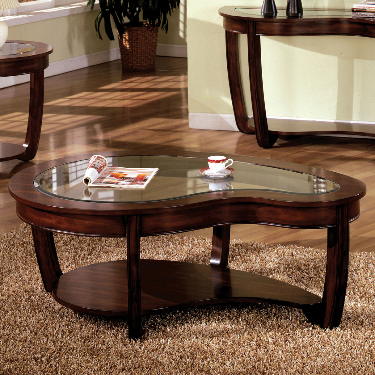 Crystal Falls Dark Cherry Coffee Table from Furniture of America - Luna Furniture