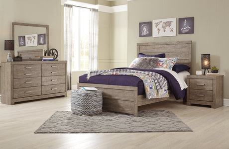 Culverbach Full Panel Bed with Mirrored Dresser and 2 Nightstands in Gray from Ashley - Luna Furniture