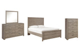 Culverbach Full Panel Bed with Mirrored Dresser and Chest in Gray from Ashley - Luna Furniture