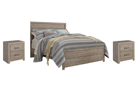Culverbach Queen Panel Bed with 2 Nightstands in Gray from Ashley - Luna Furniture