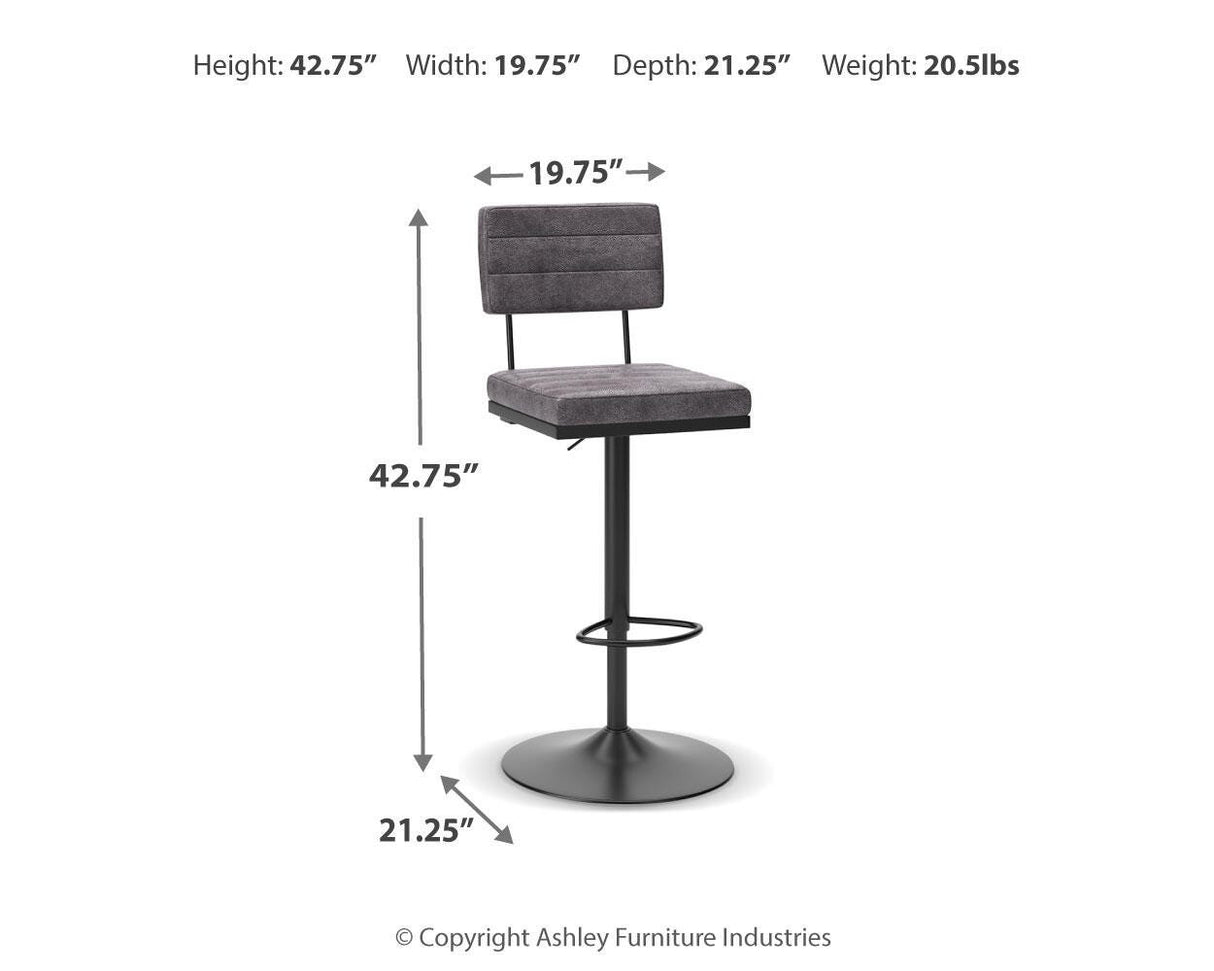 Strumford Gray/Black Bar Height Barstool, Set of 2 from Ashley - Luna Furniture