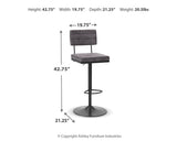 Strumford Gray/Black Bar Height Barstool, Set of 2 from Ashley - Luna Furniture