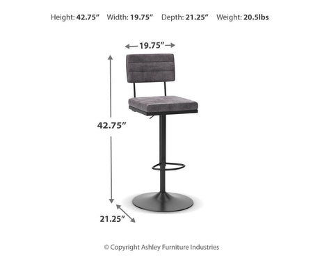 Strumford Gray/Black Bar Height Barstool, Set of 2 from Ashley - Luna Furniture