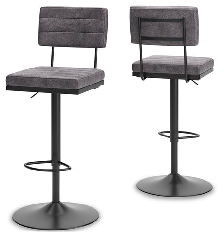 Strumford Gray/Black Bar Height Barstool, Set of 2 from Ashley - Luna Furniture