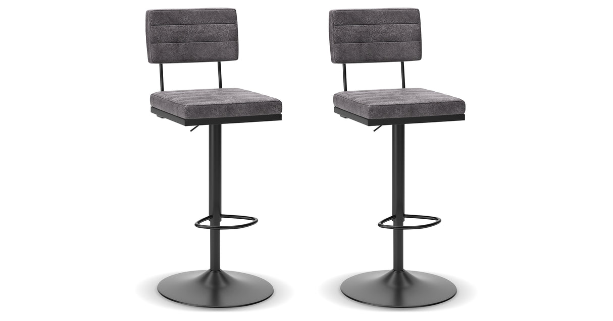 Strumford Gray/Black Bar Height Barstool, Set of 2 from Ashley - Luna Furniture