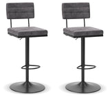 Strumford Gray/Black Bar Height Barstool, Set of 2 from Ashley - Luna Furniture