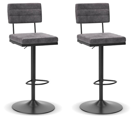 Strumford Gray/Black Bar Height Barstool, Set of 2 from Ashley - Luna Furniture