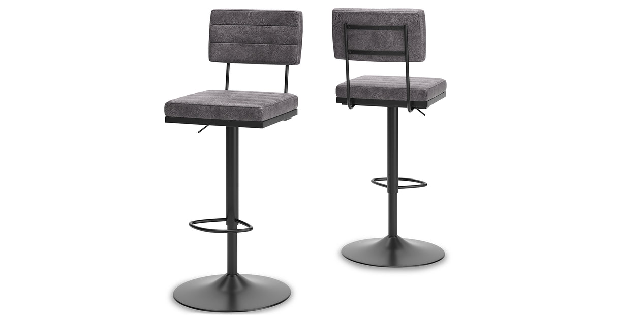 Strumford Gray/Black Bar Height Barstool, Set of 2 from Ashley - Luna Furniture
