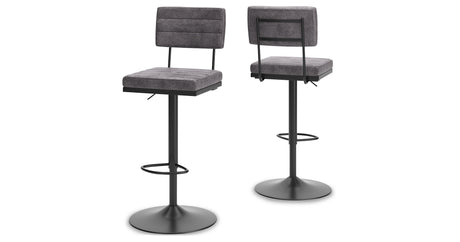 Strumford Gray/Black Bar Height Barstool, Set of 2 from Ashley - Luna Furniture